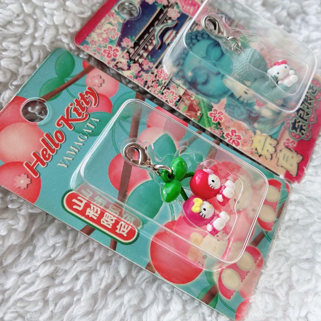 希少】ご当地キティファスナーマスコット2点セット 山形さくらんぼ