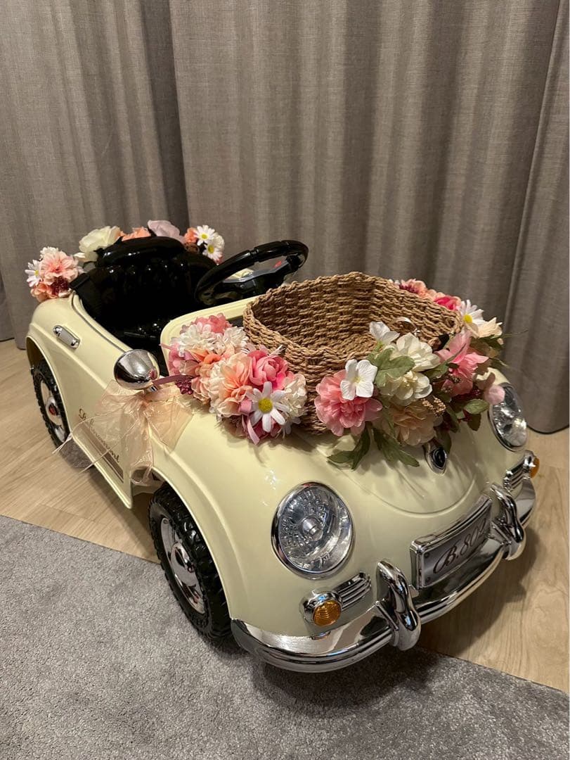 【装飾花＆カゴ付き】電動乗用ラジコンカー　結婚式　リングガール　リングボーイ ラジコンカー 結婚式 リングガール リングボーイ - メルカリ
