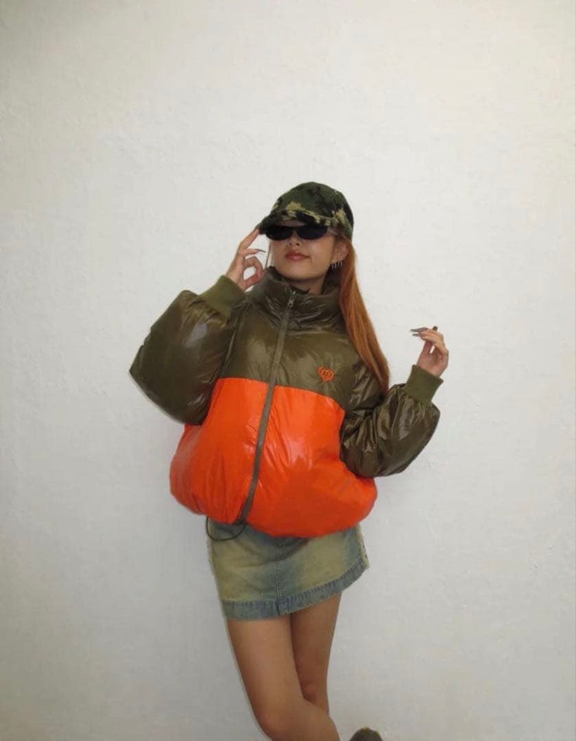HTH two way puffy down jacket カーキ HTH カーキ