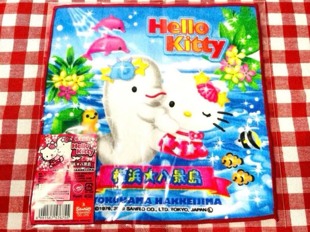 ご当地　ハローキティ プチタオル 横浜限定　八景島シーパラダイス　イルカ　水族館 横浜・八景島シーパラダイスで2日間限定イルカショー「Dolphin's