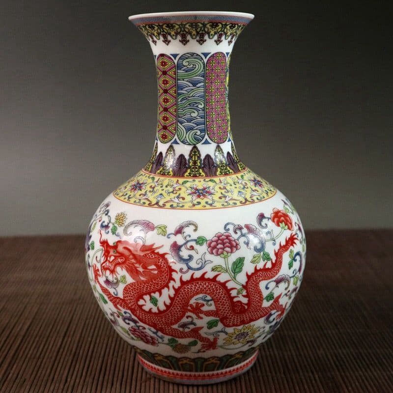 大清乾隆龍鳳瓷花瓶 装飾品 現代工芸品 美術品 置物