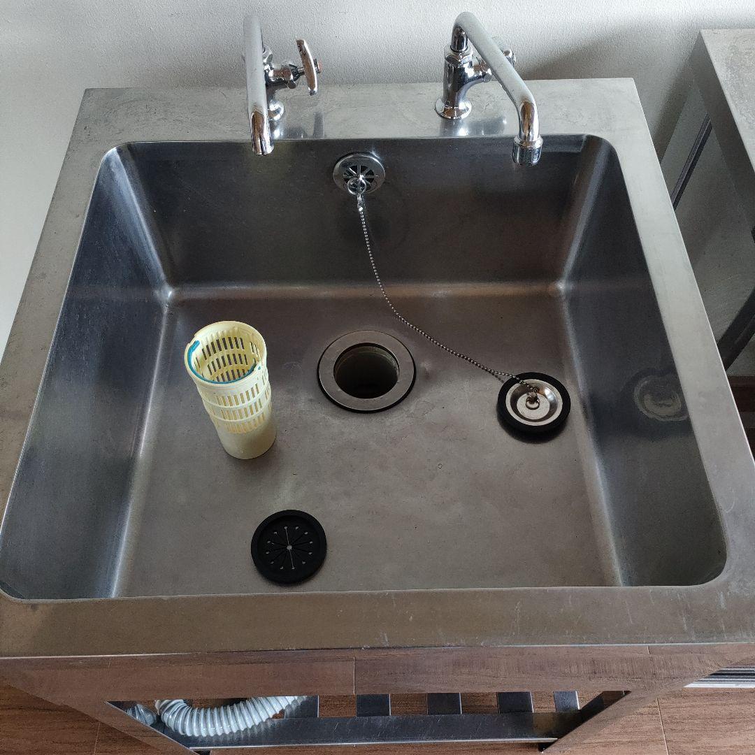 業務用 一槽シンク 二口蛇口付き 流し台 厨房機材 洗浄済み キッチン 一層 一槽シンク 業務用 中古/送料別途見積 : 業務用厨房機器のテンポス