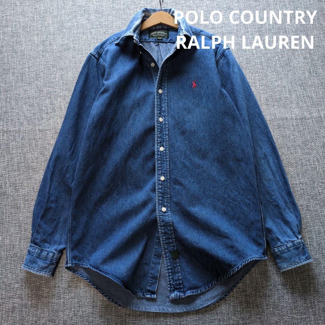 ポロカントリーラルフローレン　USA製　デニムシャツ　ポニー刺繡