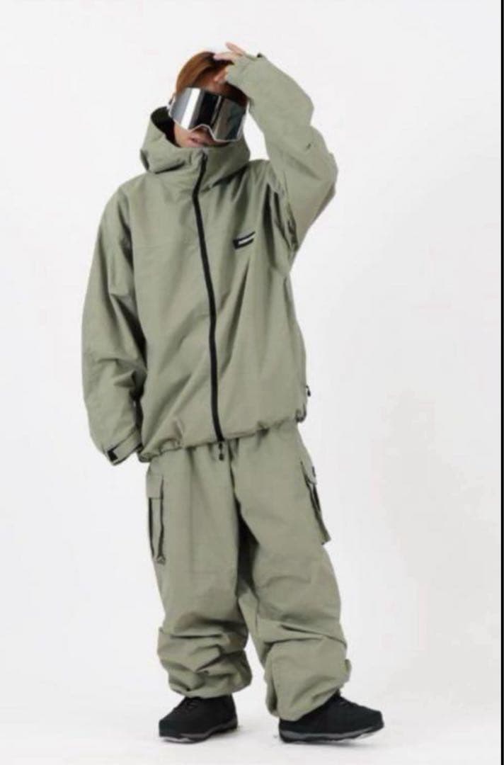 【haimassmania】ハイマニ スノボ ウェア 上下セットオリーブグリーン