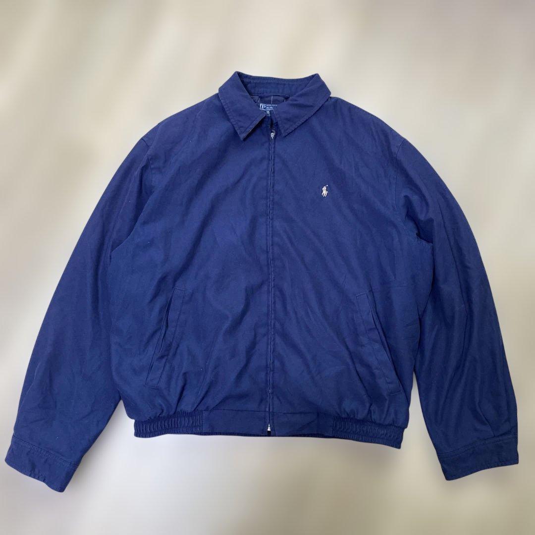 ポロバイラルフローレン　スイングトップ ドリズラージャケット　M USA製 Polo Ralph Lauren Cotton Drizzler Jacket M 紺 ポロラルフ