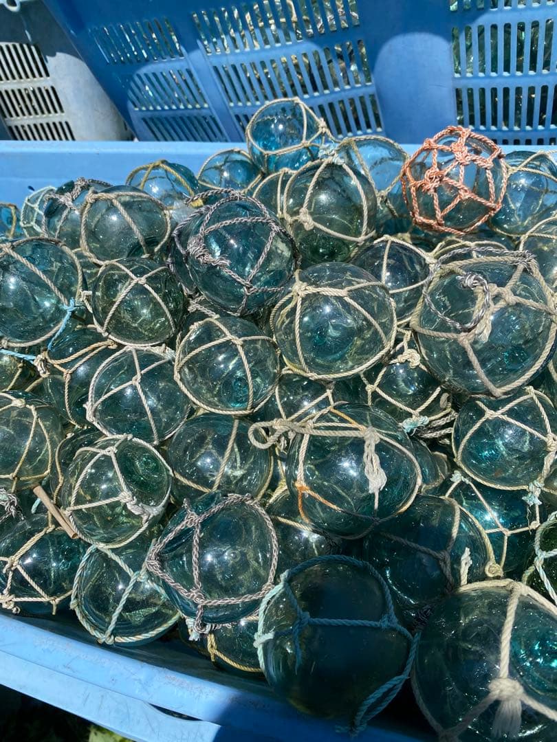 漁具　ガラス玉　浮子　フロート　100個 漁業用のガラス製浮玉をアップサイクルしたグラスウェア「DOUBLE F