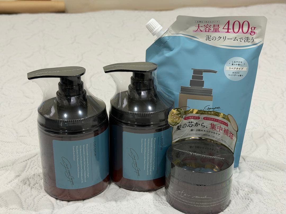 cocone クリームシャンプー ボトル2本＆大容量詰め替え＋ヘアマスクおまけ付