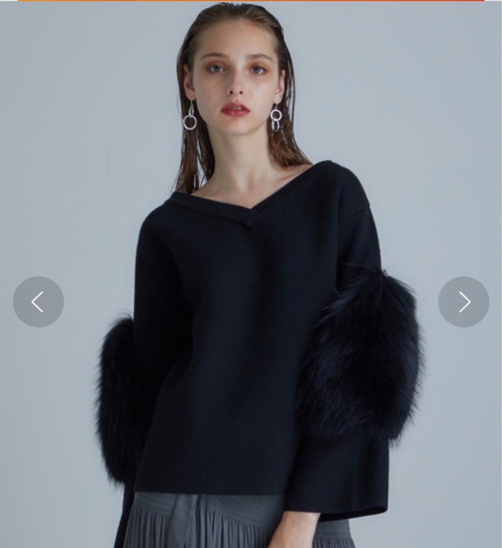 UN3D. スリーブファニットトップス ブラック