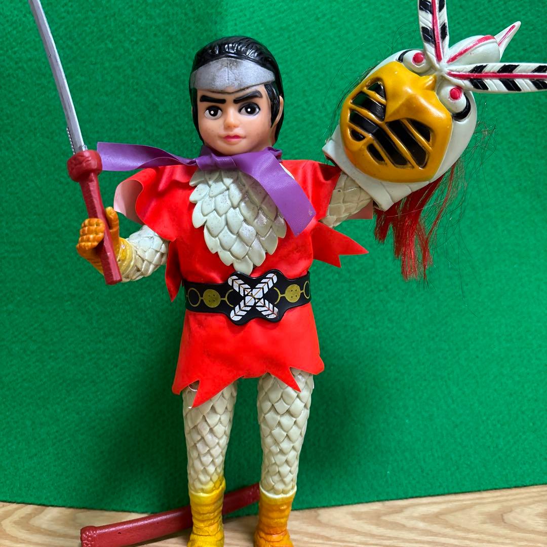 バンダイ　変身忍者嵐　ソフビ　面取れ　1972年　当時物　刀レプリカ　石森章太郎