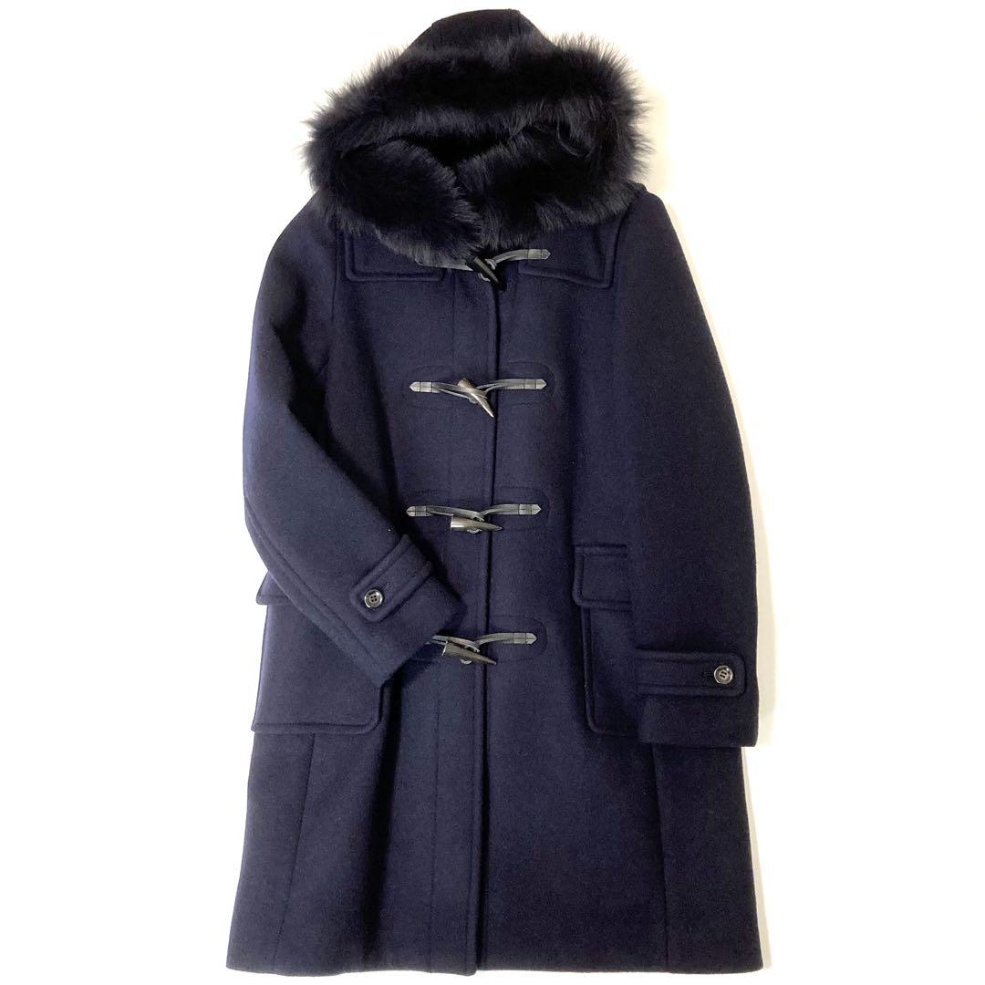 【美品】SHIPS メルトンファーダッフルコート ウール カシミヤ フォックス