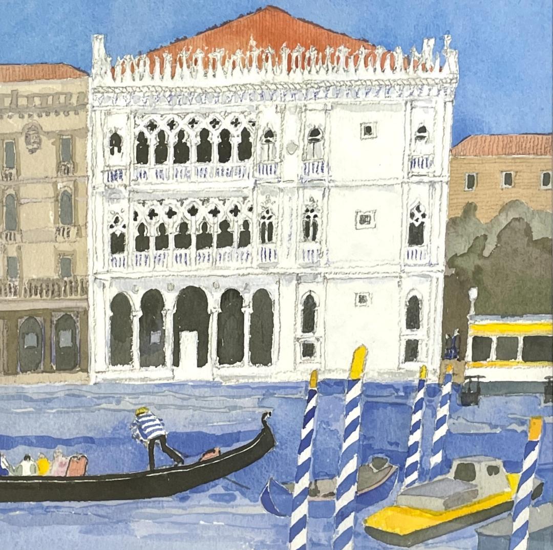 【新品】安野光雅「ベニスの船着場」ポスター 複製画　額付 新品】安野光雅「ベニスの船着場」ポスター 複製画 額付