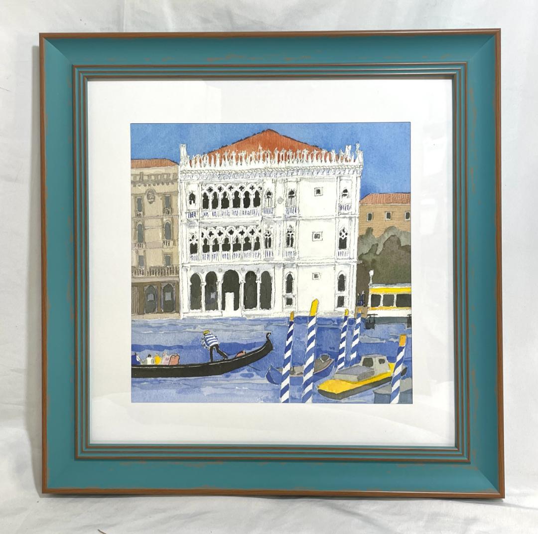 新品】安野光雅「ベニスの船着場」ポスター 複製画 額付