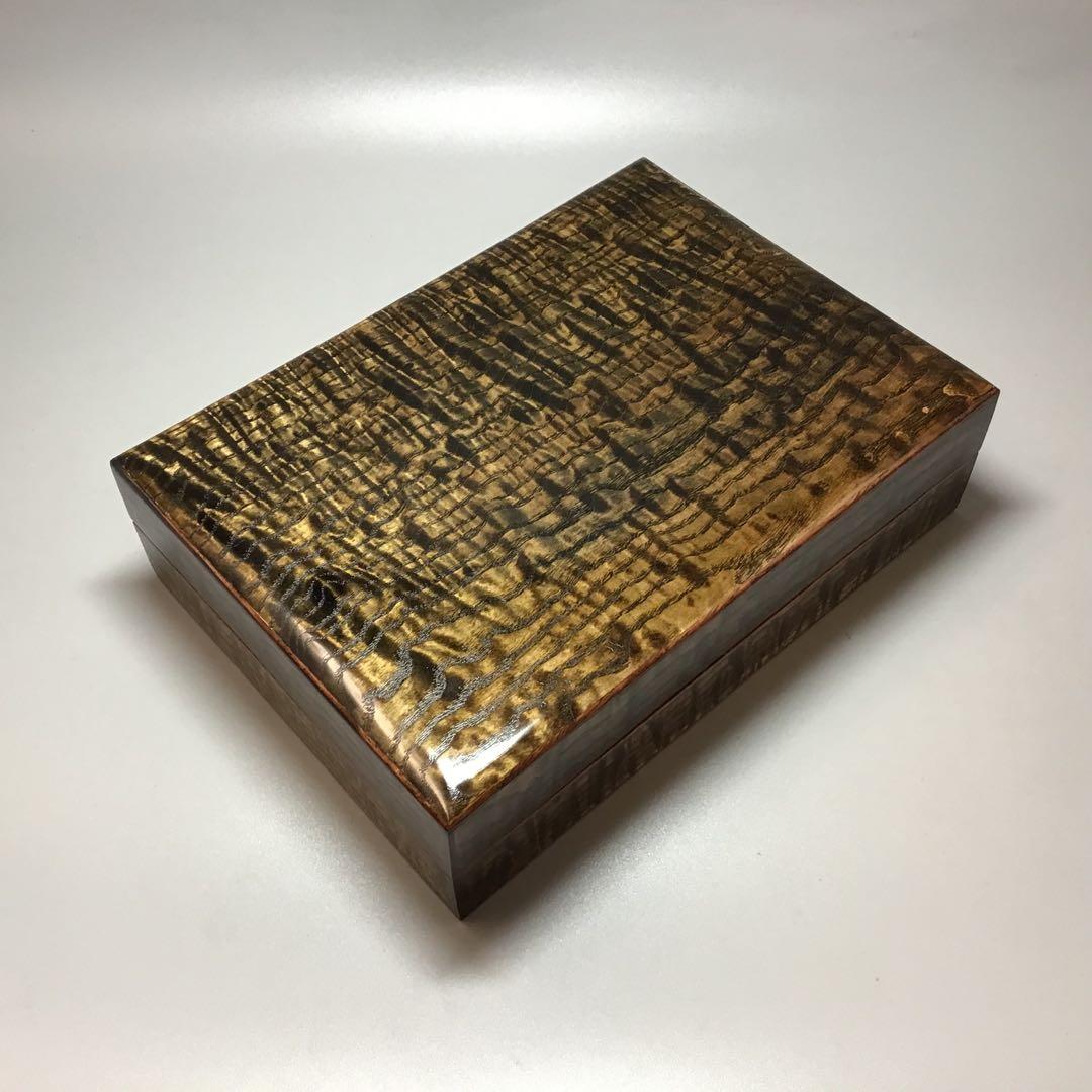 タモ玉斑杢の硯箱　小物入れ　宝石箱　指物仕上げ 指物うるしにこだわった花梨玉杢小箱(宝箱) その他インテリア雑貨