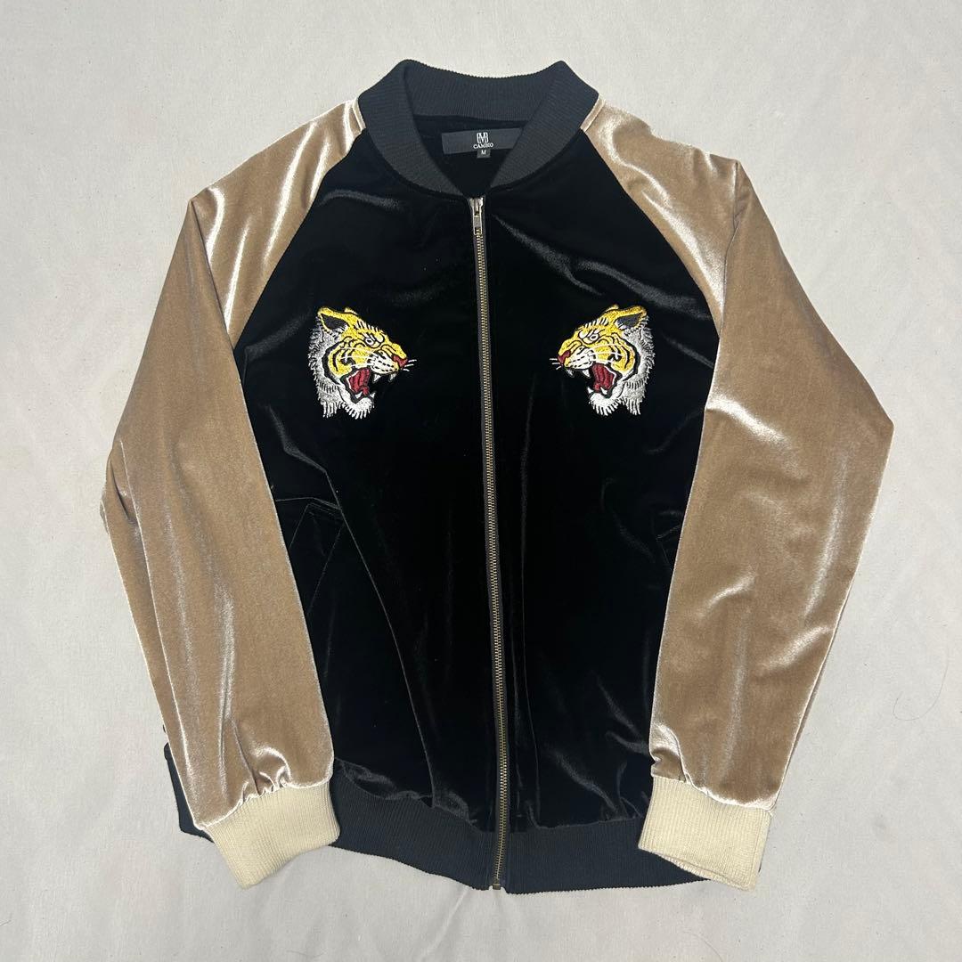 CAMBIO　虎刺繍 ベルベット風スカジャン Japan