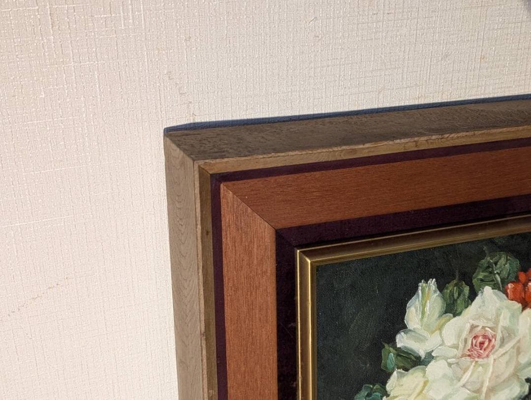 真作】絵画 油彩6号 華やぐ薔薇の饗宴 優雅な一輪一輪 美しい調和 Y104