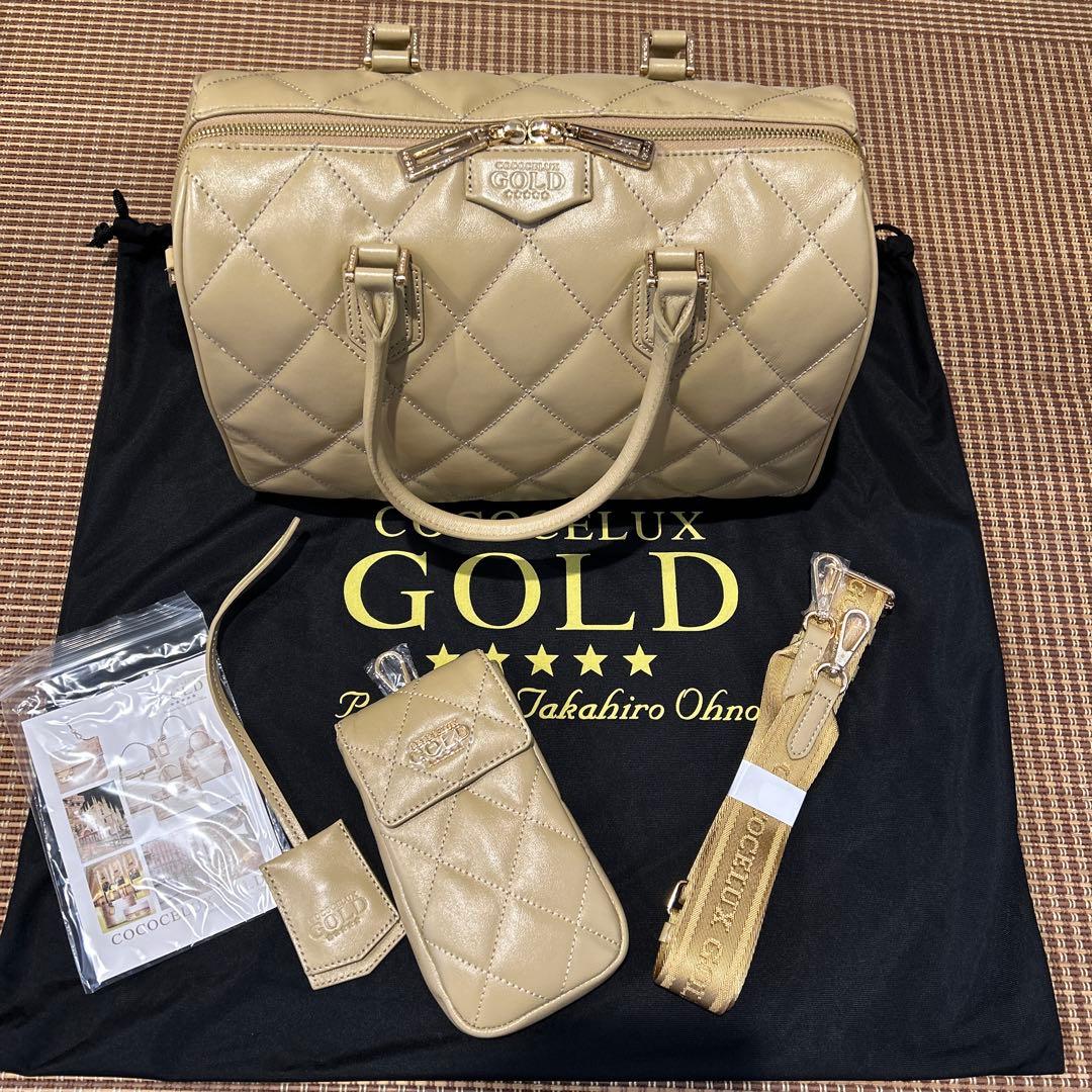 COCOCELUX GOLD ボストンバッグ ベージュ