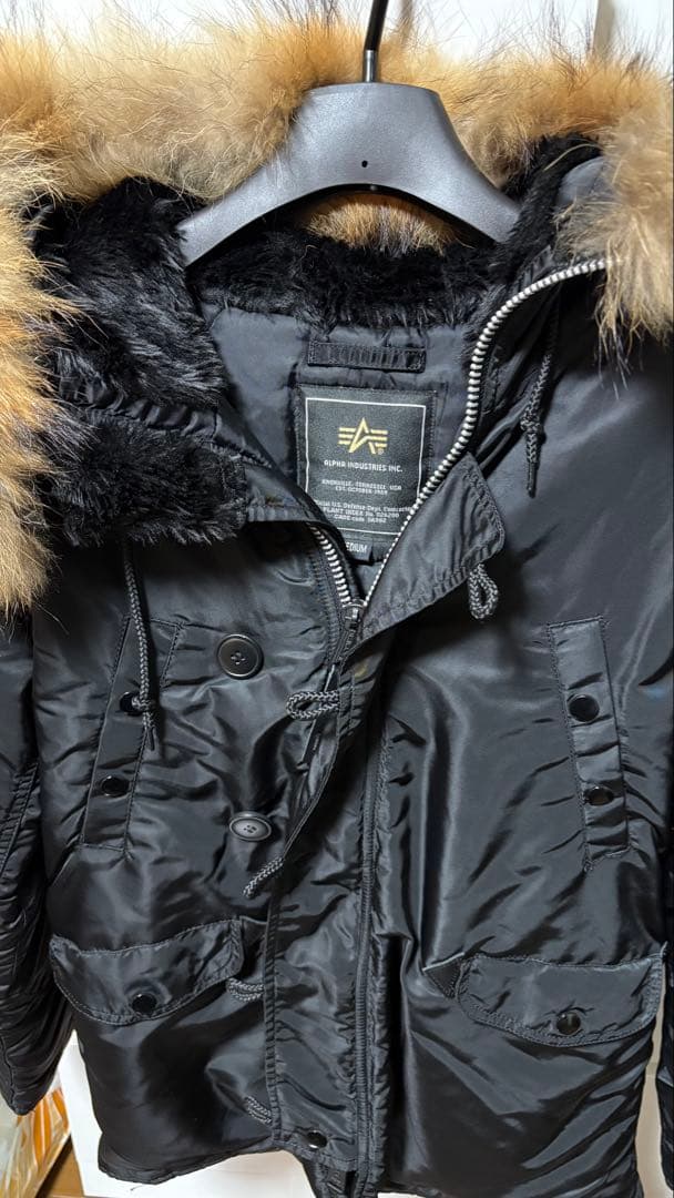 ALPHA アルファ N3B ボリュームファー ミリタリーコートブラック M