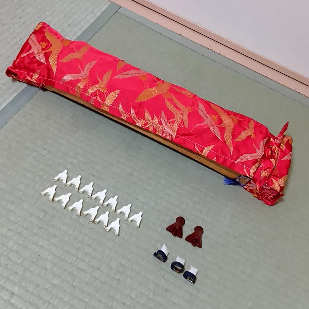 短箏 短琴 ミニ琴 二尺琴 13弦 和楽器 弦楽器 琴柱 布製カバー　60cm