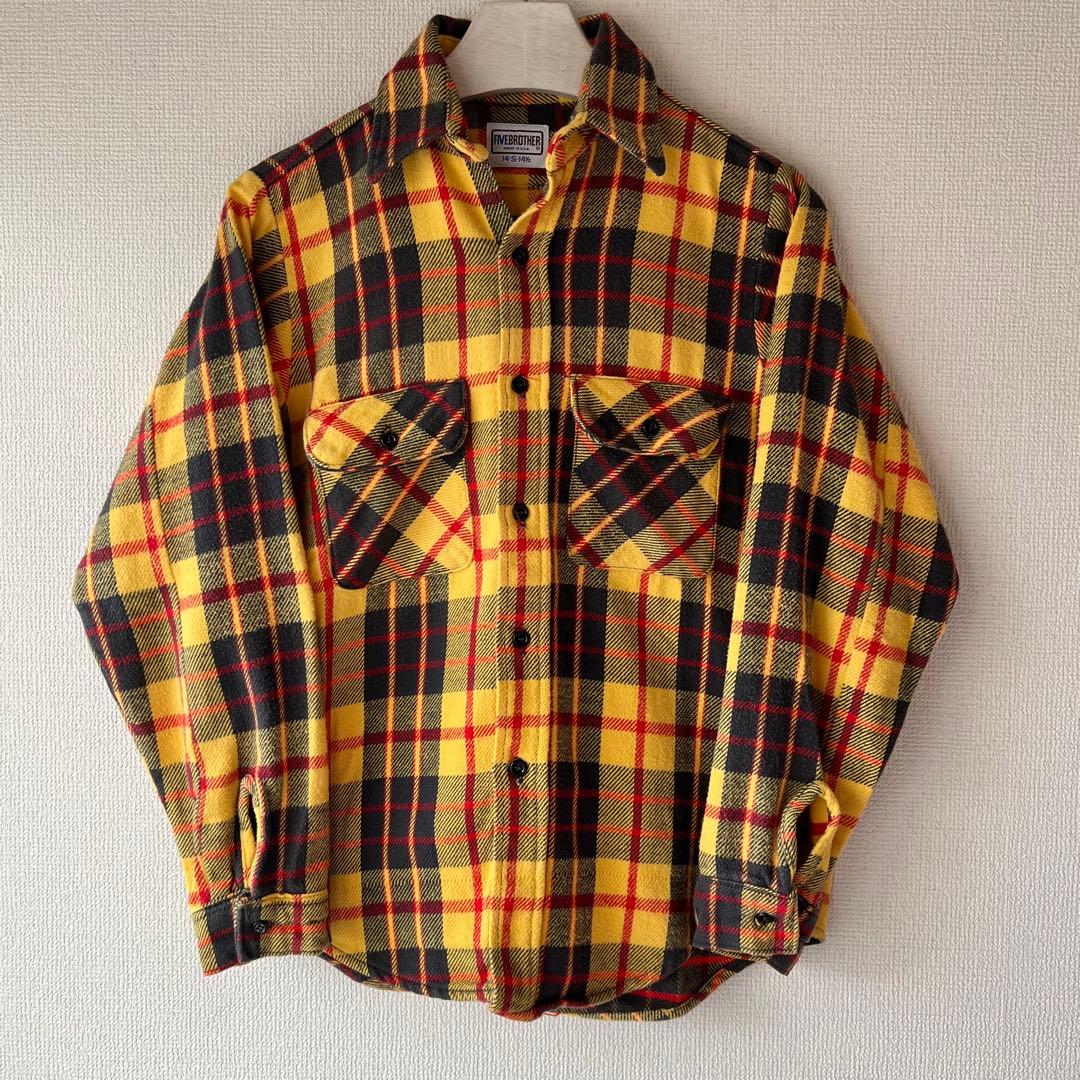 70s80s usa製 FIVE BROTHER ネルシャツ 裏ボーダー　良配色 70s80s usa製 FIVE BROTHER ネルシャツ 裏ボーダー 良配色 - メルカリ