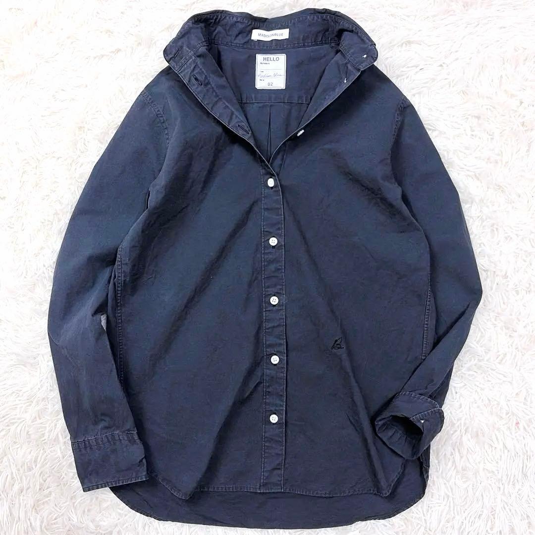 マディソンブルー　コットン　ハンプトンシャツ ロゴ刺繍　サイズ02 ネイビー HAMPTON CHAMBRAY SHIRT(OW) | SUMMER EDIT | MADISONBLUE