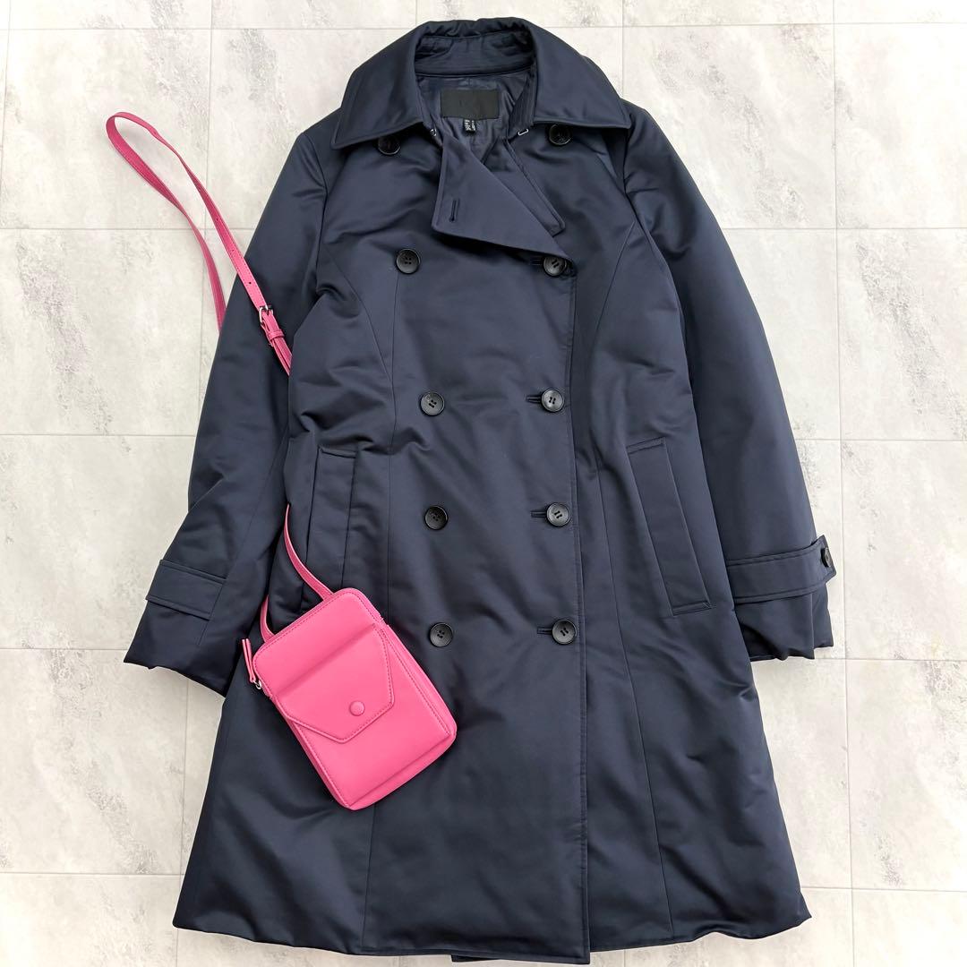 美品ICBシームレス ダウンコート トレンチネイビー M