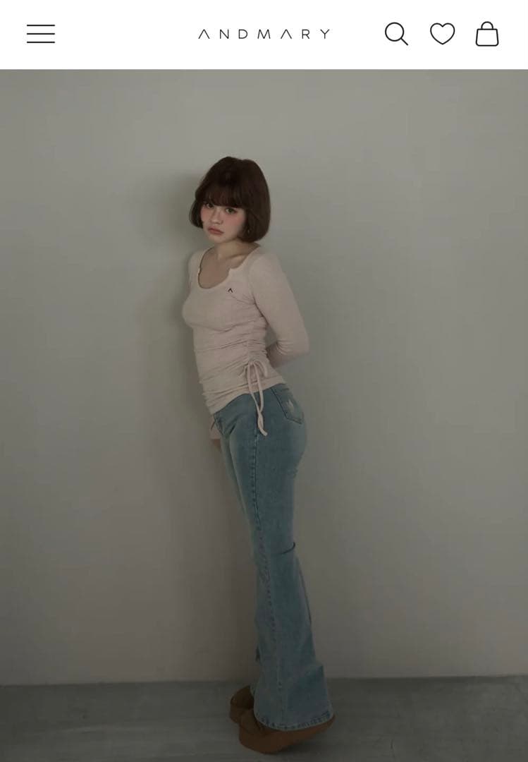 andmary Lala shirring ribbon tops - メルカリ