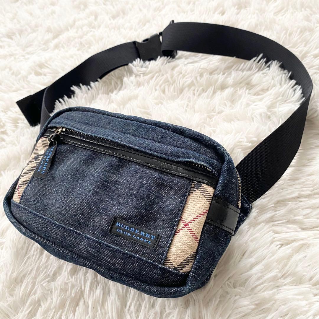【美品】バーバリーブルーレーベル ミニショルダーバッグ デニム ノバチェック