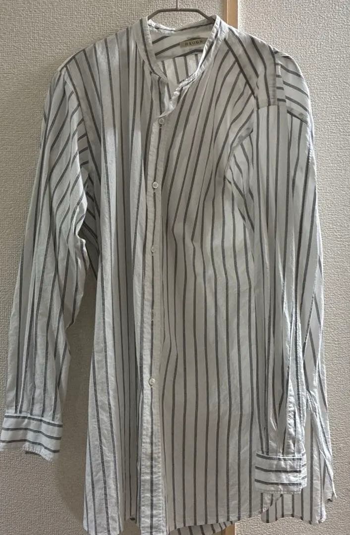 ユーゲン rob バンドカラーシャツ ブラックストライプ　サイズ2