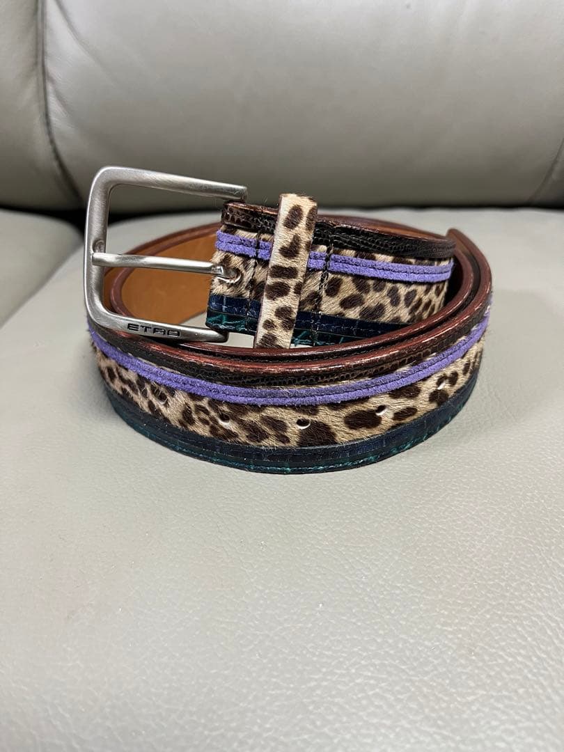 特価！！13,600円→10,000円！！　エトロ　レオパード柄 レザー ベルト