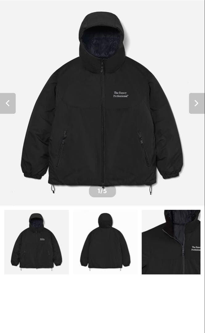 ENNOY PADDED NYLON HOODIE ブラック Lサイズ - メルカリ