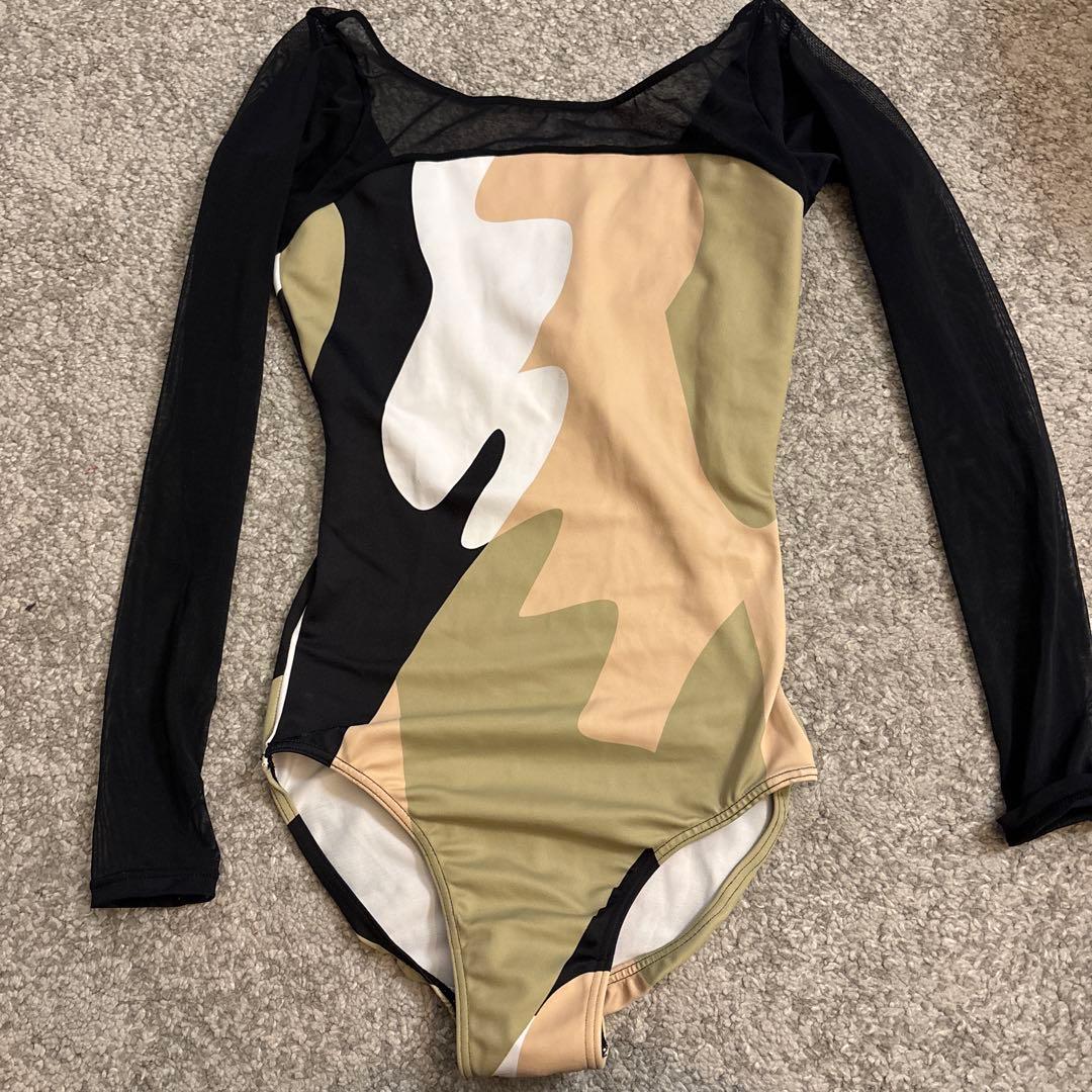 Stina カモフラージュ柄 レオタード Sサイズ stina / type N back ribbon / Sparkle flower mint / kids / girl