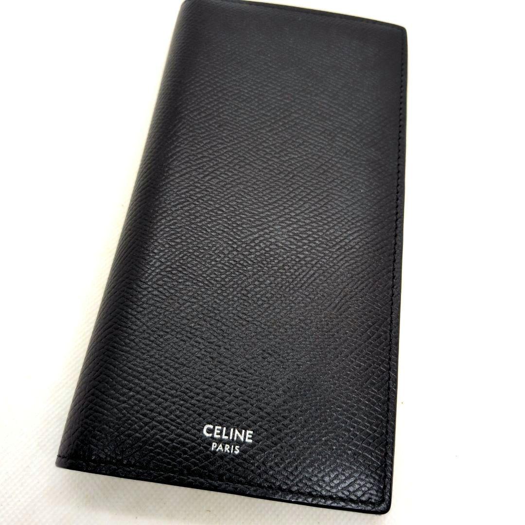 【極美品】セリーヌ　バーティカルウォレット　長財布　グレインドカーフスキン　黒 CELINEの長財布は大人の上品さと可愛さが魅力なグレインカーフスキン