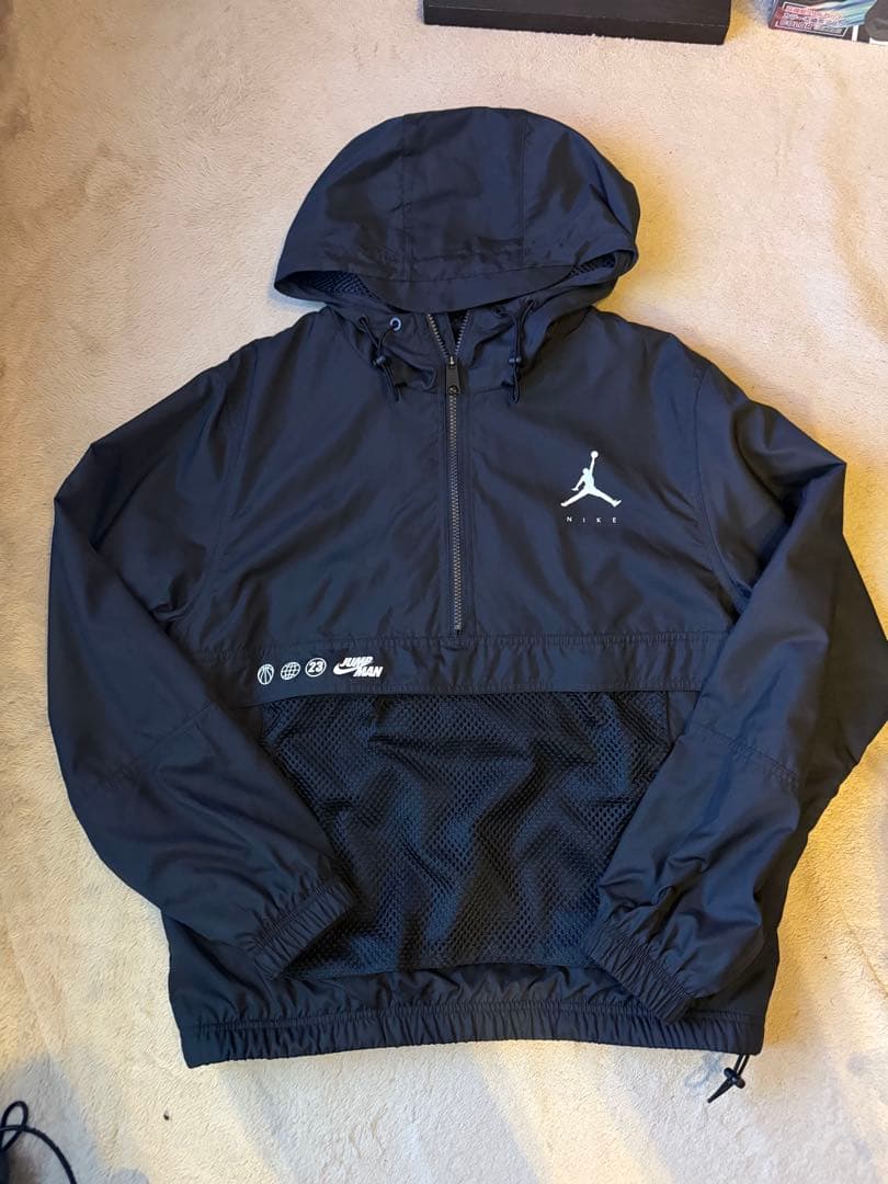 NIKE Jordan ブラック ナイロンジャケット　アノラック　ハーフジップ