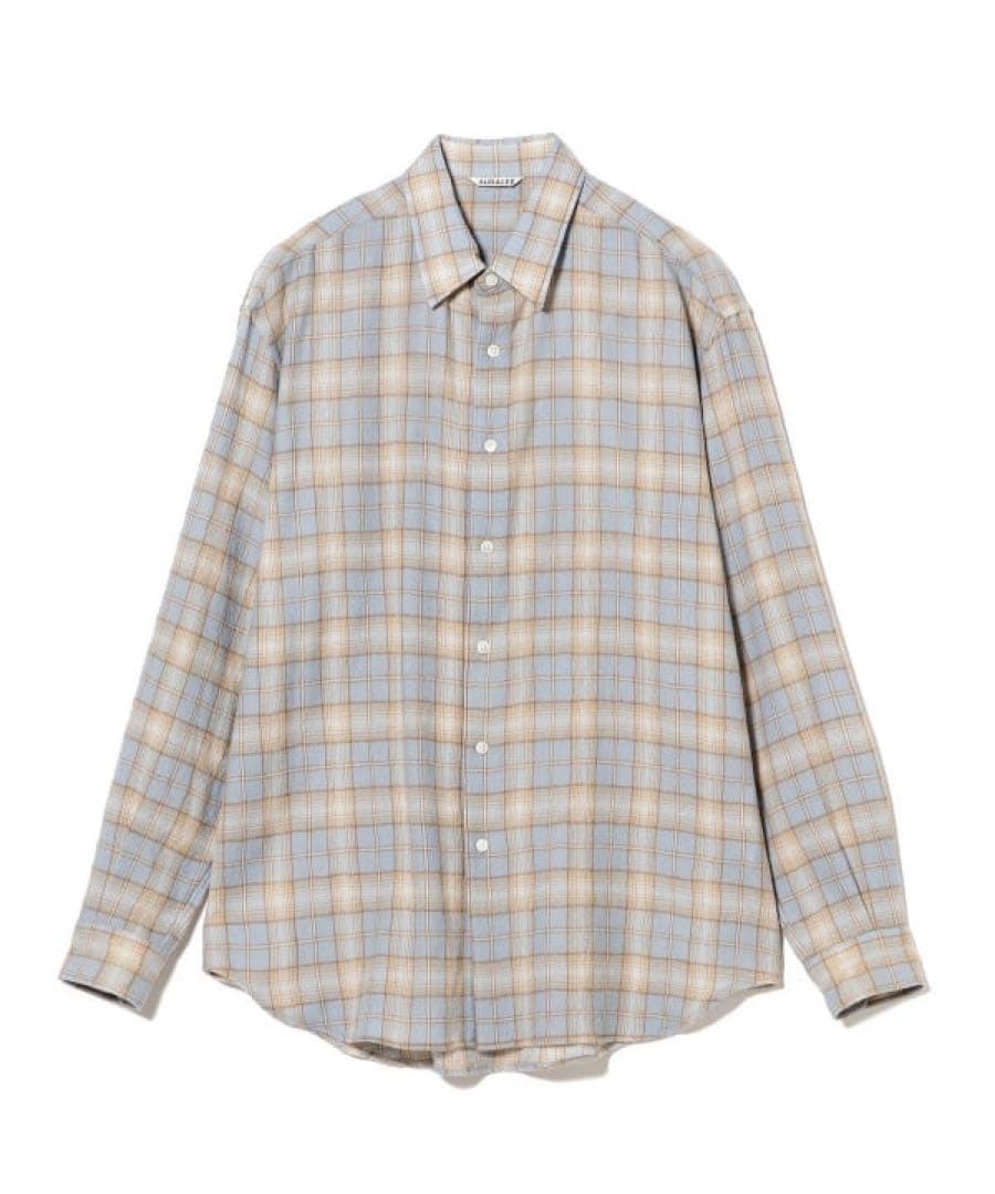 AURALEE AIRY WOOL CHECK SHIRT 25AW サイズ3