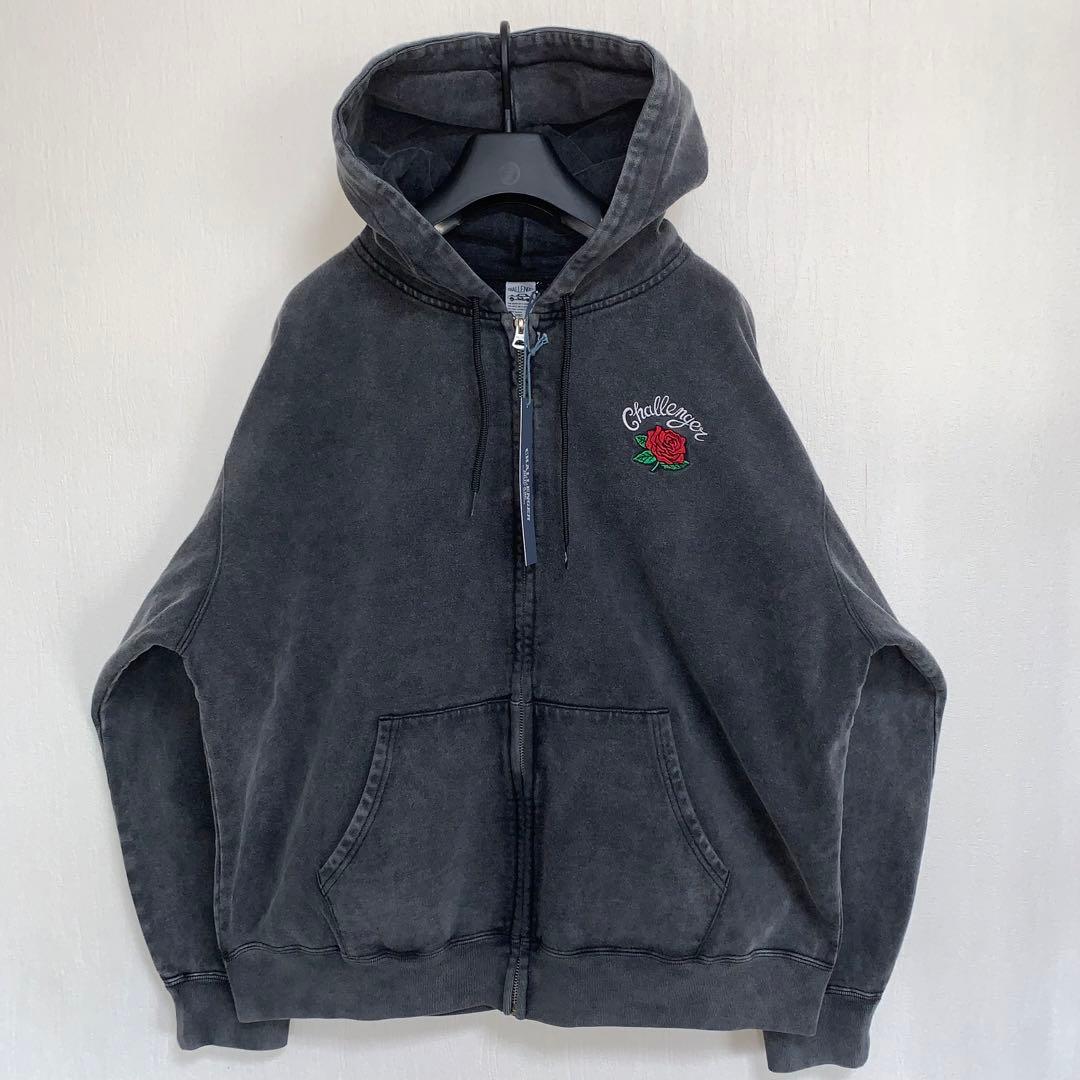 L黒【CHALLENGER】ROSE ZIP HOODIE／新品タグ付／送料込