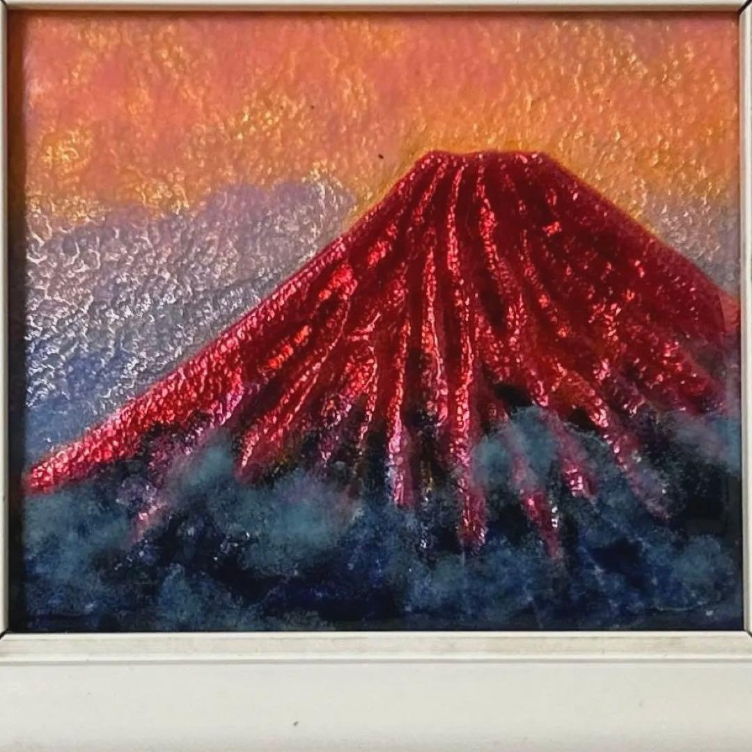 七宝焼 赤富士 工芸品 日本画